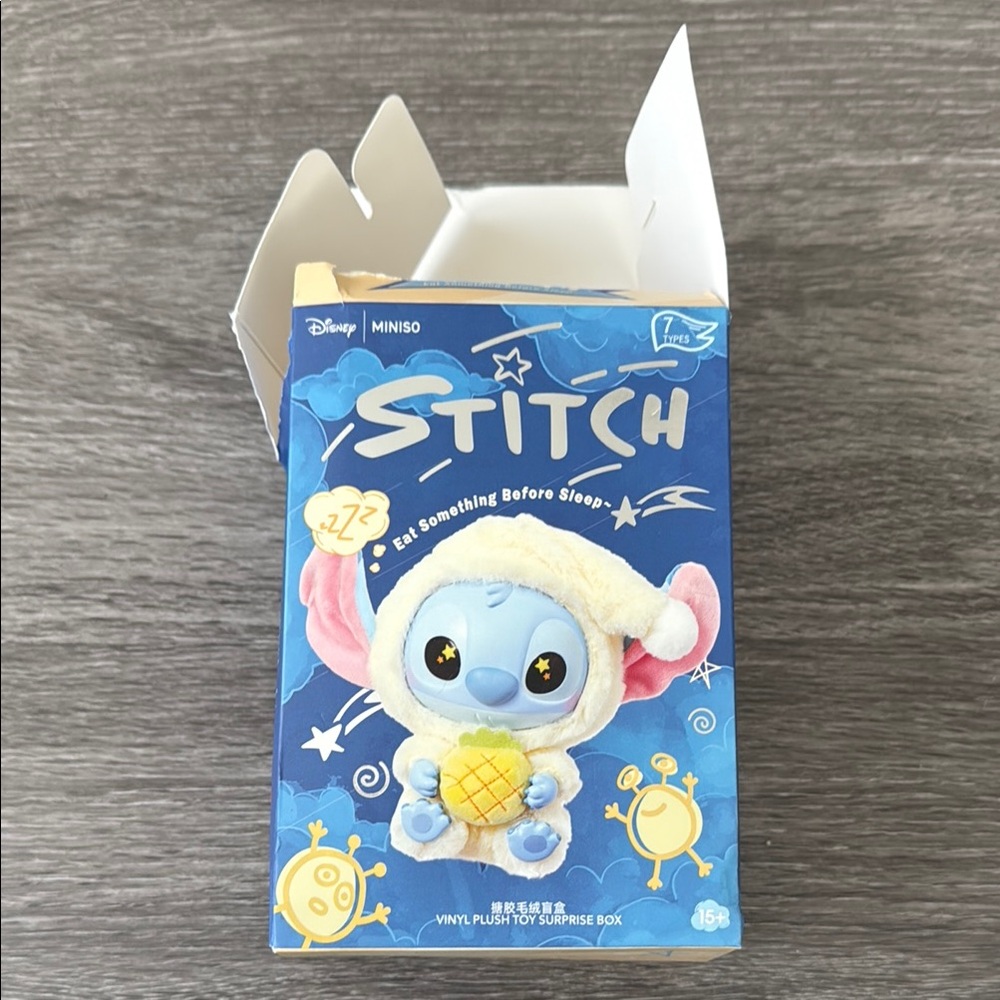 Miniso Disney Stitch Eat Something Before Sleep Plush Toy - Crispy Pizza